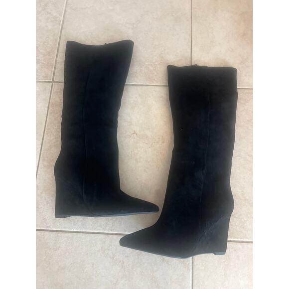 Gianni Bini Gabor Suede Pointed Toe Wedge Boots 9M - Picture 3 of 6